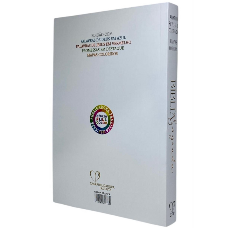 Bíblia Coroa Branca Letra Gigante Capa Brochura Com Harpa Masculina e Feminina Arc