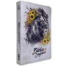 Bíblia Leão Girassol Letra Gigante Capa Flexível Com Harpa e Índice Feminina Arc