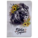Bíblia Leão Girassol Letra Gigante Capa Flexível Com Harpa e Índice Feminina Arc