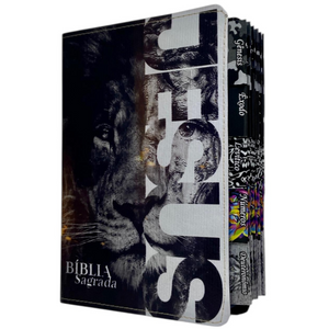 Bíblia Leão Jesus Letra Gigante Capa Flexível Com Harpa E Abas Coladas Masculina Arc