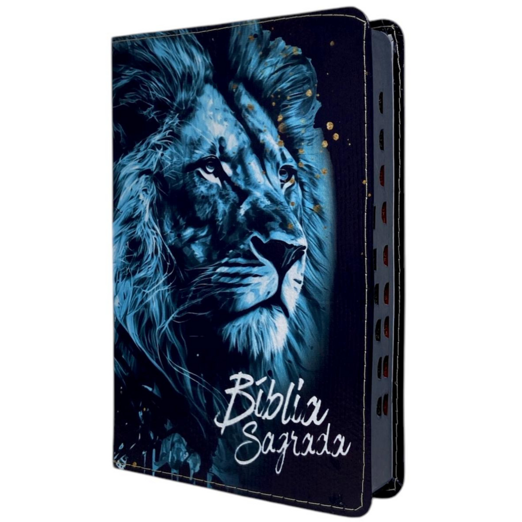 Bíblia Leão Sempre Foi Deus Letra Gigante Capa Flexível Com Harpa e Índice Masculina Arc