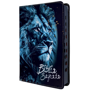 Bíblia Leão Sempre Foi Deus Letra Gigante Capa Flexível Com Harpa e Índice Masculina Arc