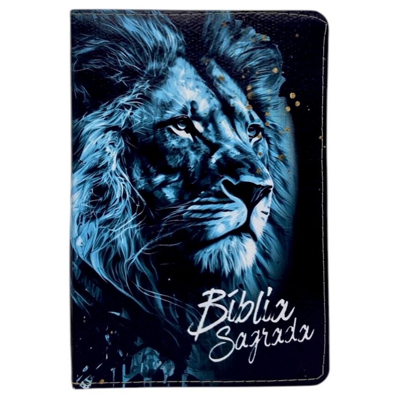 Bíblia Leão Sempre Foi Deus Letra Gigante Capa Flexível Com Harpa e Índice Masculina Arc