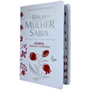 Bíblia Da Mulher Sábia Tulipa Branca De Estudo Letra Hipergigante Capa Flexível Com Harpa e Índice Feminina Arc