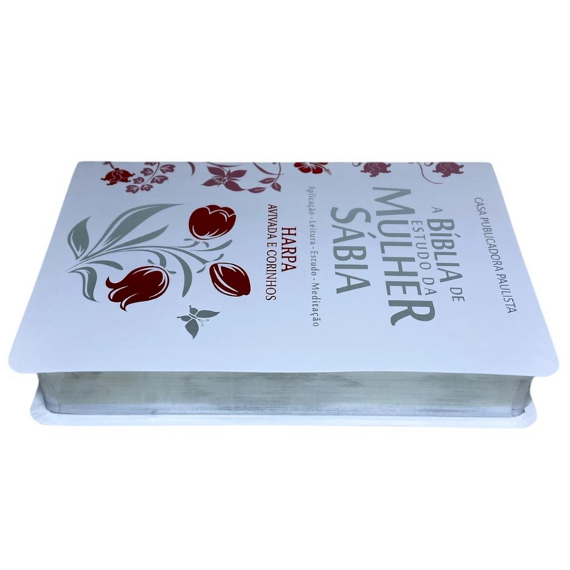 Bíblia Da Mulher Sábia Tulipa Branca De Estudo Letra Hipergigante Capa Flexível Com Harpa Feminina Arc
