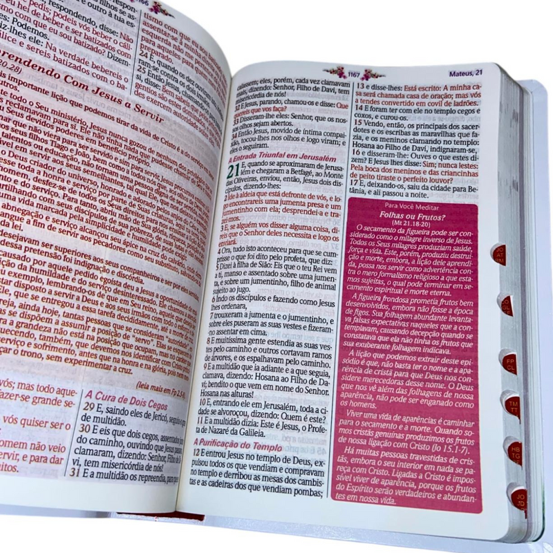 Bíblia Da Mulher Sábia Tulipa Branca De Estudo Letra Hipergigante Capa Flexível Com Harpa e Índice Feminina Arc