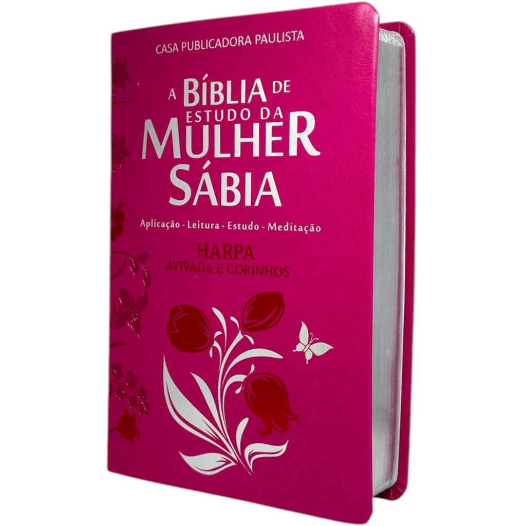Bíblia Da Mulher Sábia Tulipa Pink De Estudo Letra Hipergigante Capa Flexível Com Harpa Feminina Arc