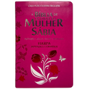 Bíblia Da Mulher Sábia Tulipa Pink De Estudo Letra Hipergigante Capa Flexível Com Harpa e Índice Feminina Arc