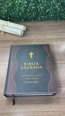 Bíblia Sagrada Letra Grande Jumbo Cor Preta Luxo Com Harpa e Divisão Linguagem Arc Para Homem