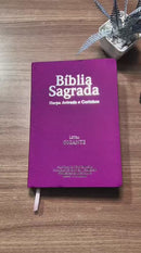 Kit 3 Bíblias Feminina PPM Pink Sagrada Letra Gigante Semi Flexível  Harpa ARC Feminina