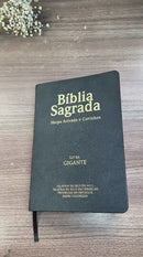 Kit 3 Bíblias Masculinas PPM Preta Sagrada Letra Gigante Semi Flexível  Harpa ARC