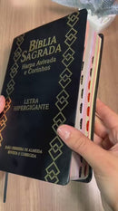 Kit 5 Bíblias Sagradas Preta Letra Hipergigante Capa Semi Flexível Com Harpa e Índice King Cross Arc