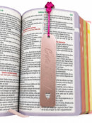 Marca Página Cristo Rose Acrílico Espelhado Luxo Para Bíblia e Livros