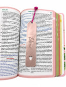 Marca Página Deus Acrílico Rose Espelhado Luxo Para Bíblia e Livros