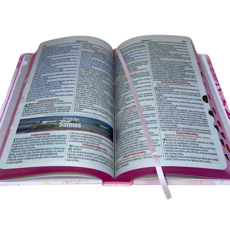 Bíblia Leão Seja Forte e Corajosa Cor Branca Letra Gigante Capa Dura Com Harpa E Índice Feminina Arc